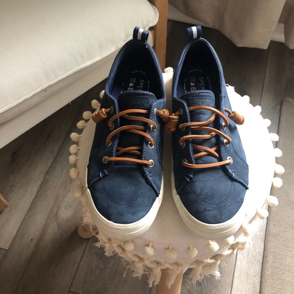 Womens Sperry Crest Vibe Washable Leather Navy SZ8